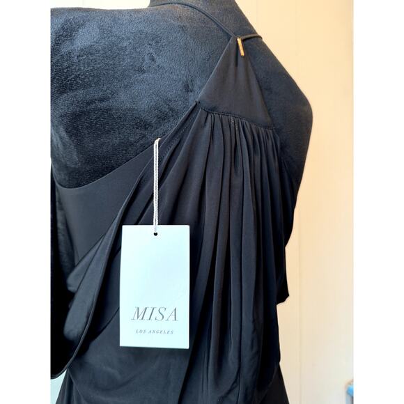 MISA Los Angeles Black Domino Draped Front Tie Dress Size XS - Picture 8 of 10